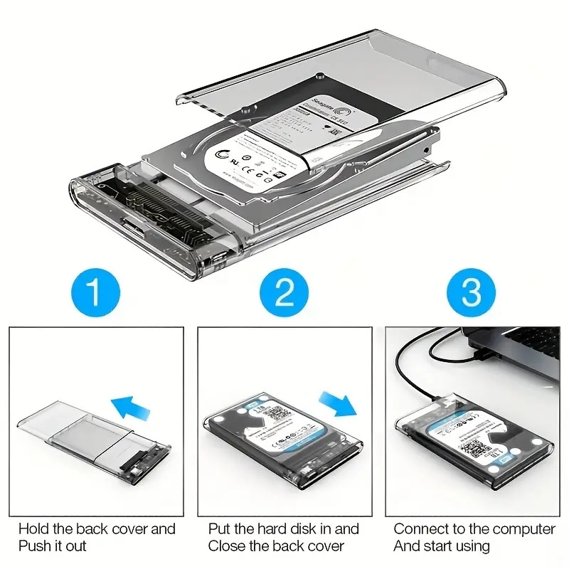 6 usb c 3 1 gen 2 to sata iii 2 5 external hard drive enclosure tool free transparent pc case for 7mm 9 5mm ssd hdd durable portable storage solution sleek hard drive case sleek pc case hdd storage usb caddies Product details 0