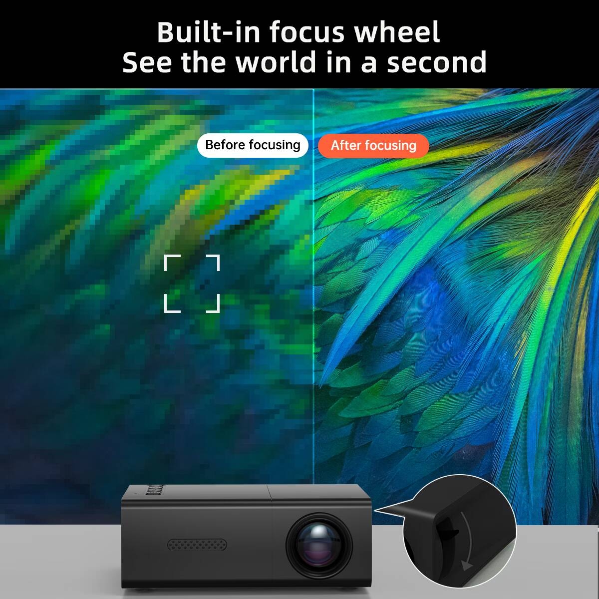 portable usb mini projector compact theater movie projector with lcd display control compatible with laptop smartphone pc 3d ready 39 ansi brightness vga resolution table mount Product details 2