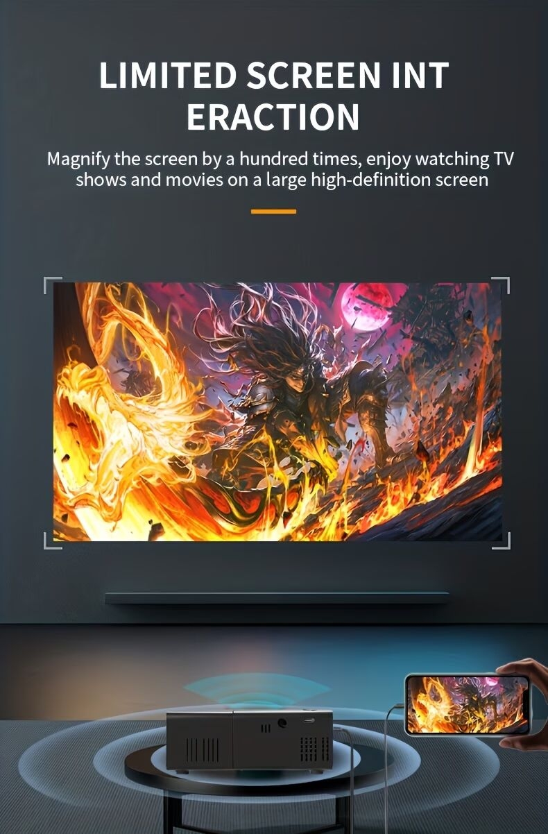 mini portable projector wired screen mirroring for smartphones supports tv stick usb type c christmas halloween thanksgiving gifts home theater outdoor camping usb cable Product details 5