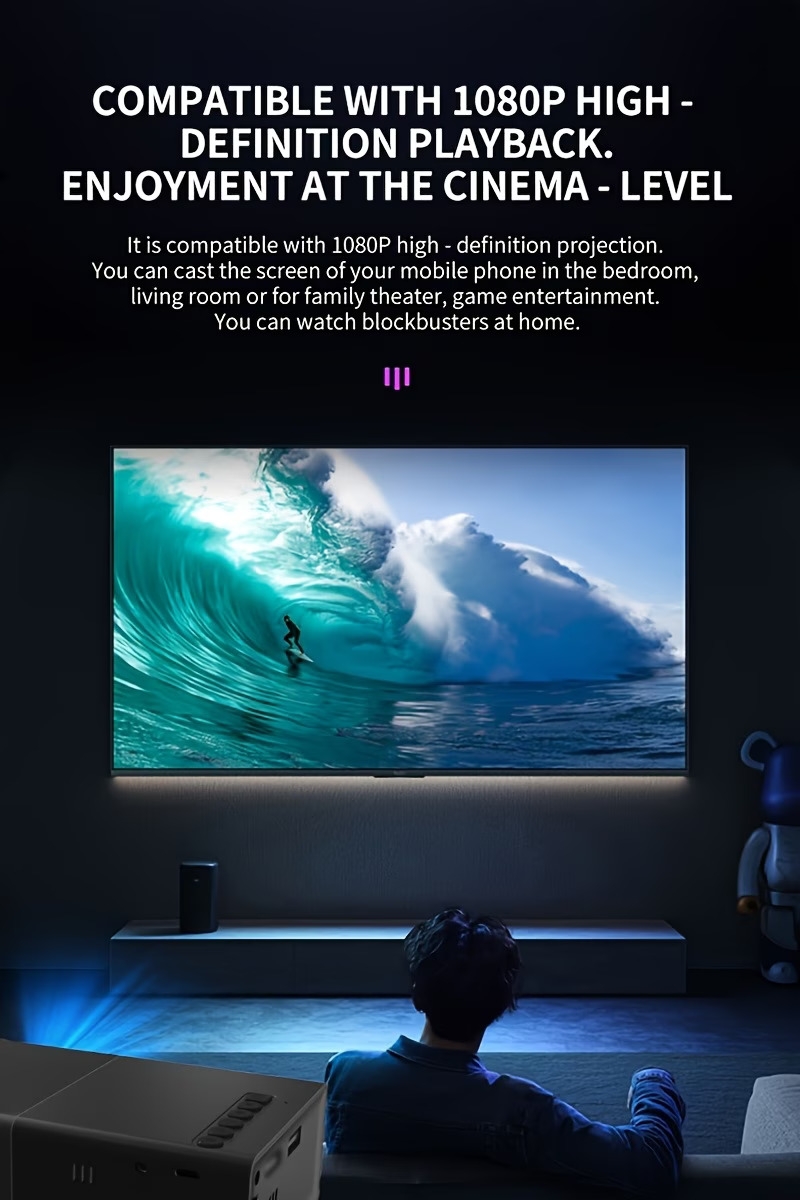 mini portable projector wired screen mirroring for smartphones supports tv stick usb type c christmas halloween thanksgiving gifts home theater outdoor camping usb cable Product details 4