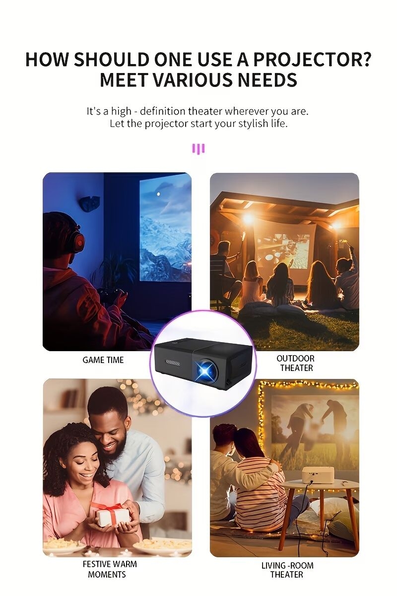 mini portable projector wired screen mirroring for smartphones supports tv stick usb type c christmas halloween thanksgiving gifts home theater outdoor camping usb cable Product details 2