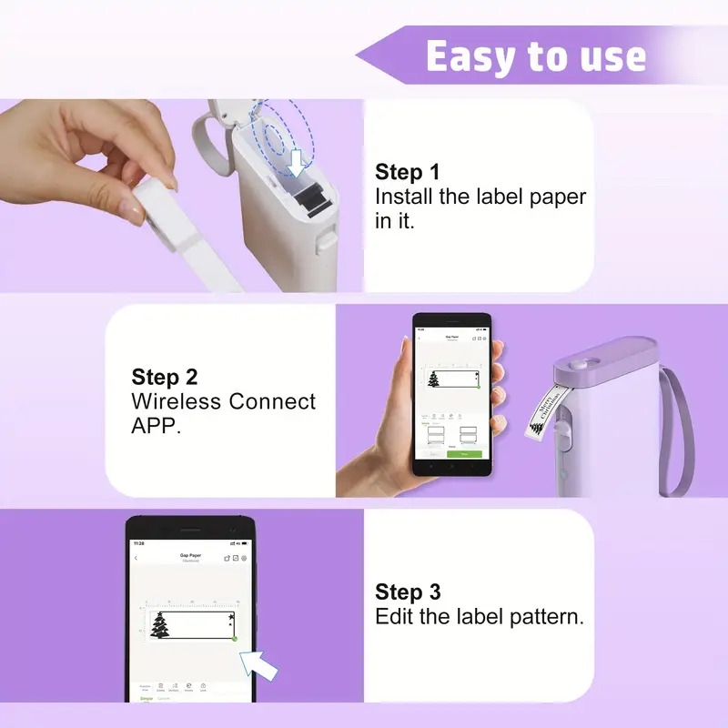 tp21无线热敏标签打印机带1卷纸,智能便携式打印机,高品质打印,多功能创意模板 - 适用于办公、家庭、学校笔记与备忘录 商品详情 3