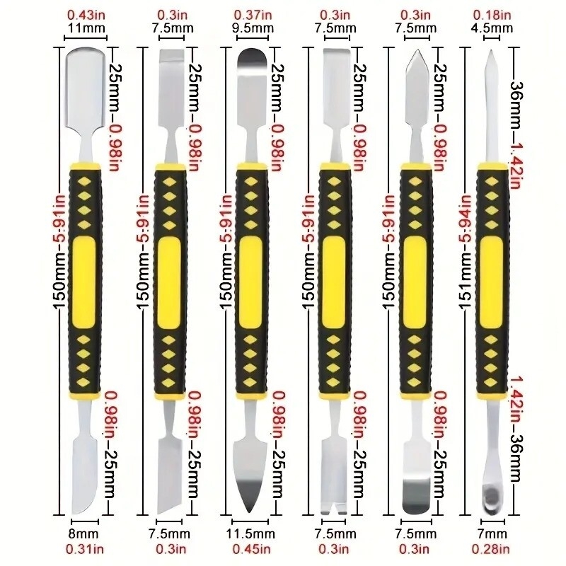 6pcs set electronic repair tool set phone opening tool metal double head disassembly tool for pad tablets laptop mobile phone electronic device details 8