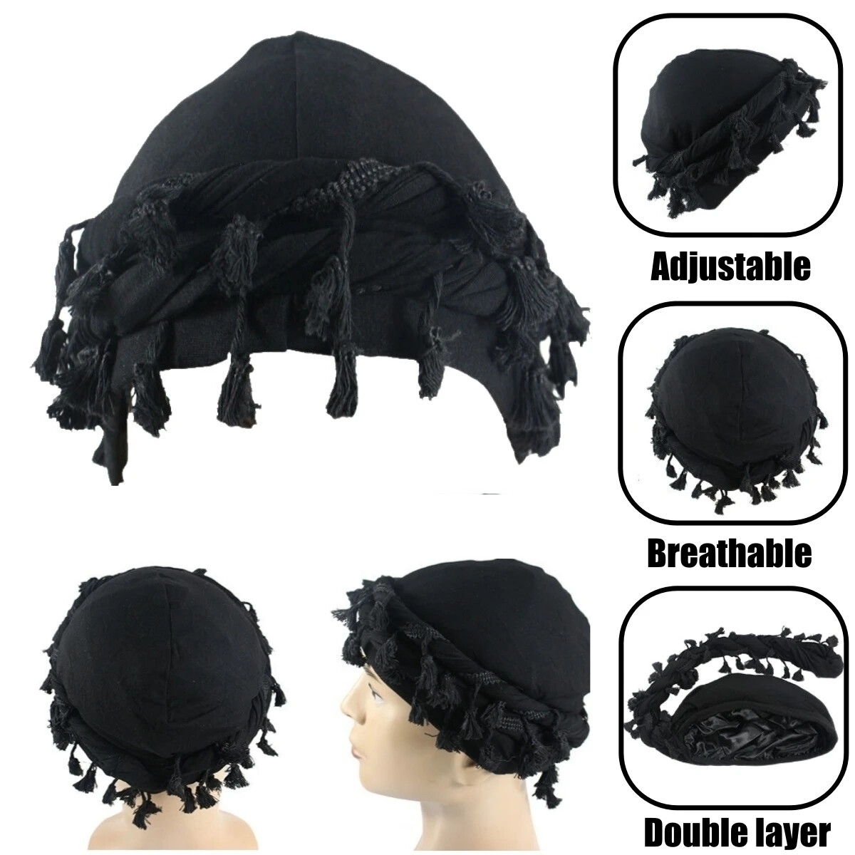 turban for men vintage twist head wraps durag with tassel details 1