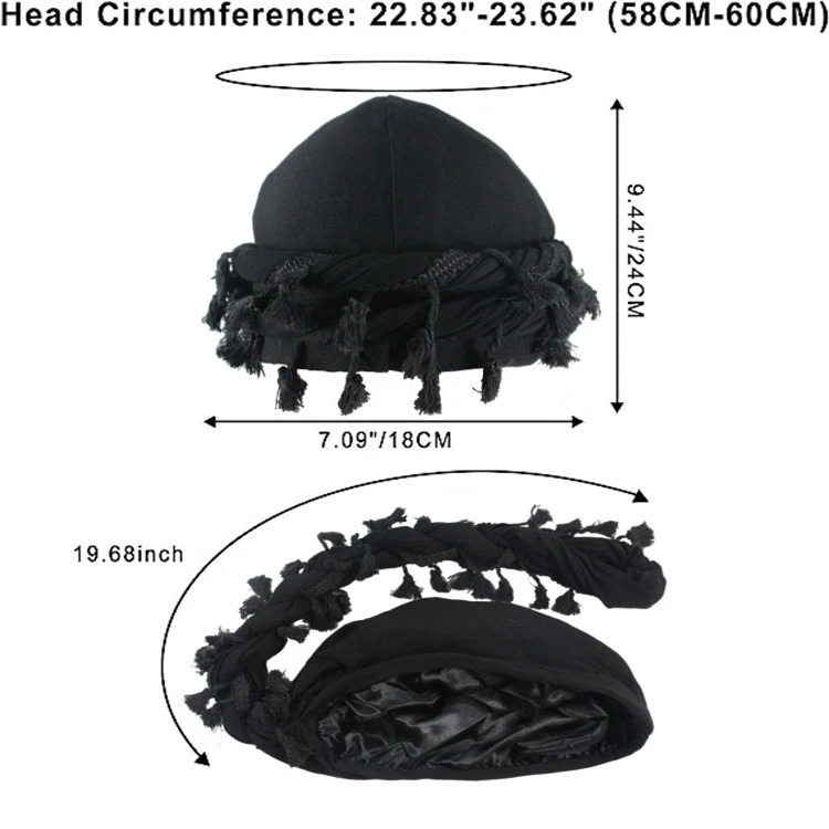 turban for men vintage twist head wraps durag with tassel details 2