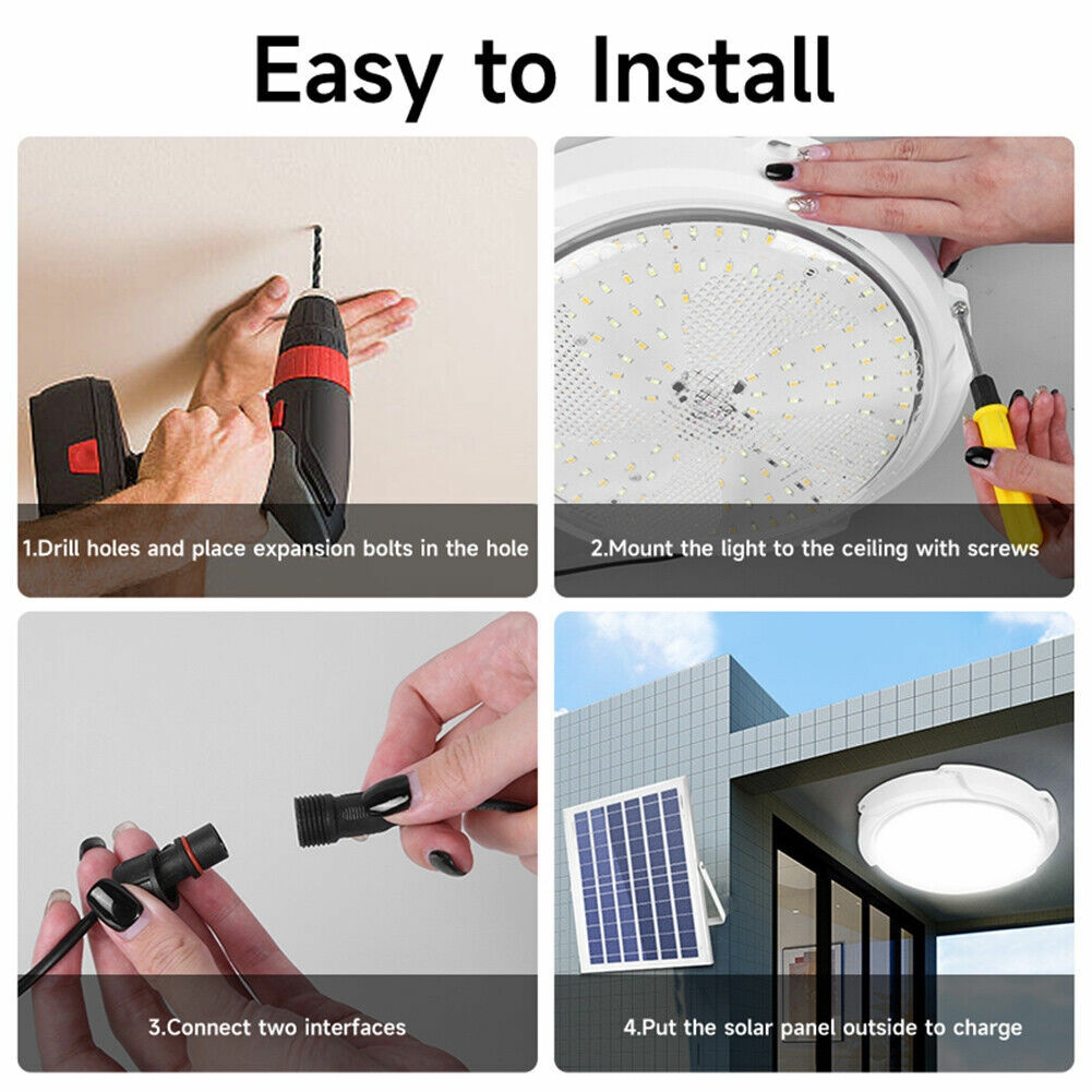 Solar Ceiling Light Waterproof Pendant Light Remote Control Garden Corridor Lamp - Picture 18 of 21