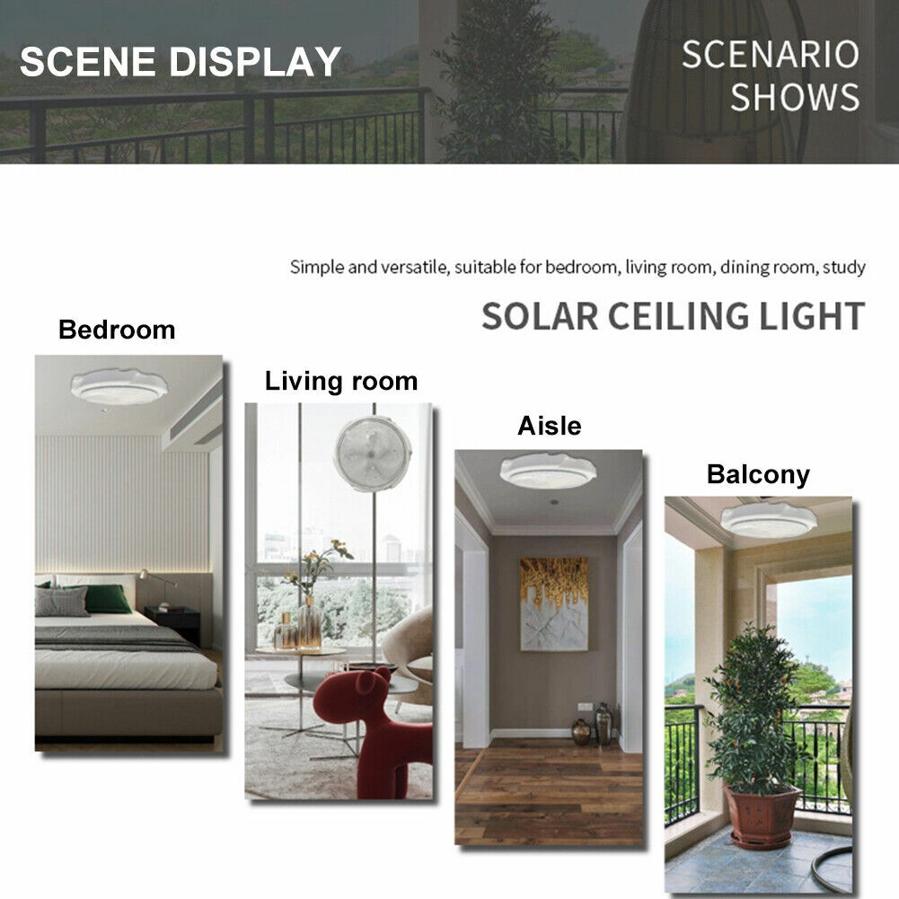 Solar Ceiling Light Waterproof Pendant Light Remote Control Garden Corridor Lamp - Picture 21 of 21