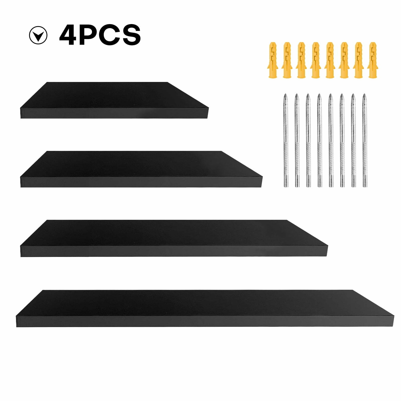 Set of 4 Wall Mounted Floating Shelves 6in Wide for Bedroom Living Room Bathroom Kitchen Office Wall Storage