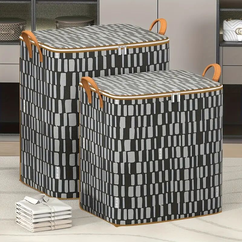 Portable Large Capacity Quilt Storage Basket, Plaid Pattern Clothes Storage Bag, Perfect Home Storage Bag, Can Be Used For Home Storage Clothes, Quilts, Bedding, Toys, Books And More, Luggage Bag With Handle Wraps