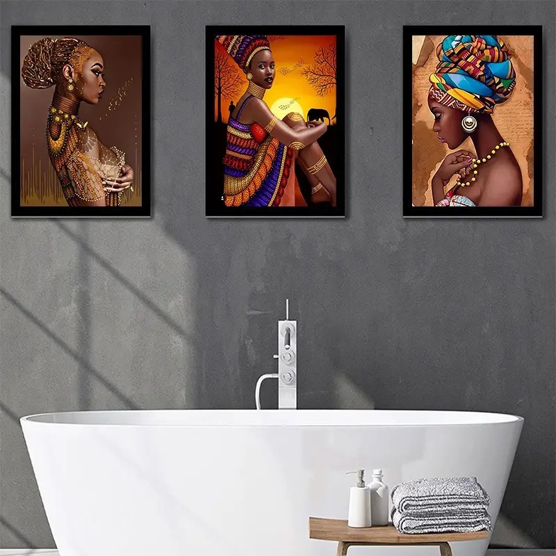 3pcs african woman canvas wall art beautiful black women wall art print painting modern wall art ideal gift for bedroom living room kitchen corridor decor 11 8x15 7 15 7x23 6 19 6x27 5inch unframed 6