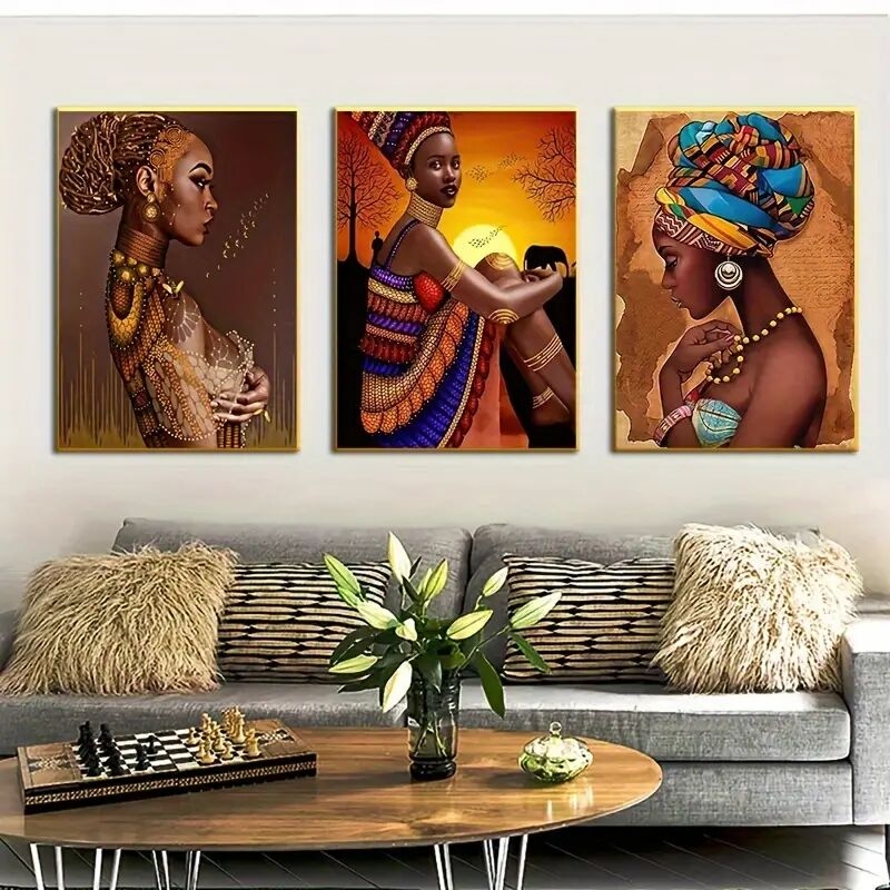 3pcs set unframed vintage canvas print posters american african woman canvas wall art paintings artwork wall painting for living room bedroom bathroom office hallway wall decors 1