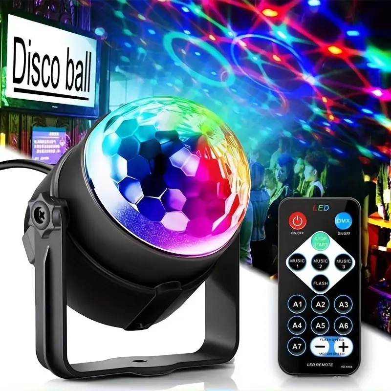 1pc bring the party to life with sound activated rgb disco ball lights 7 modesremote control perfect for home room dance parties bars karaoke weddings more details 0