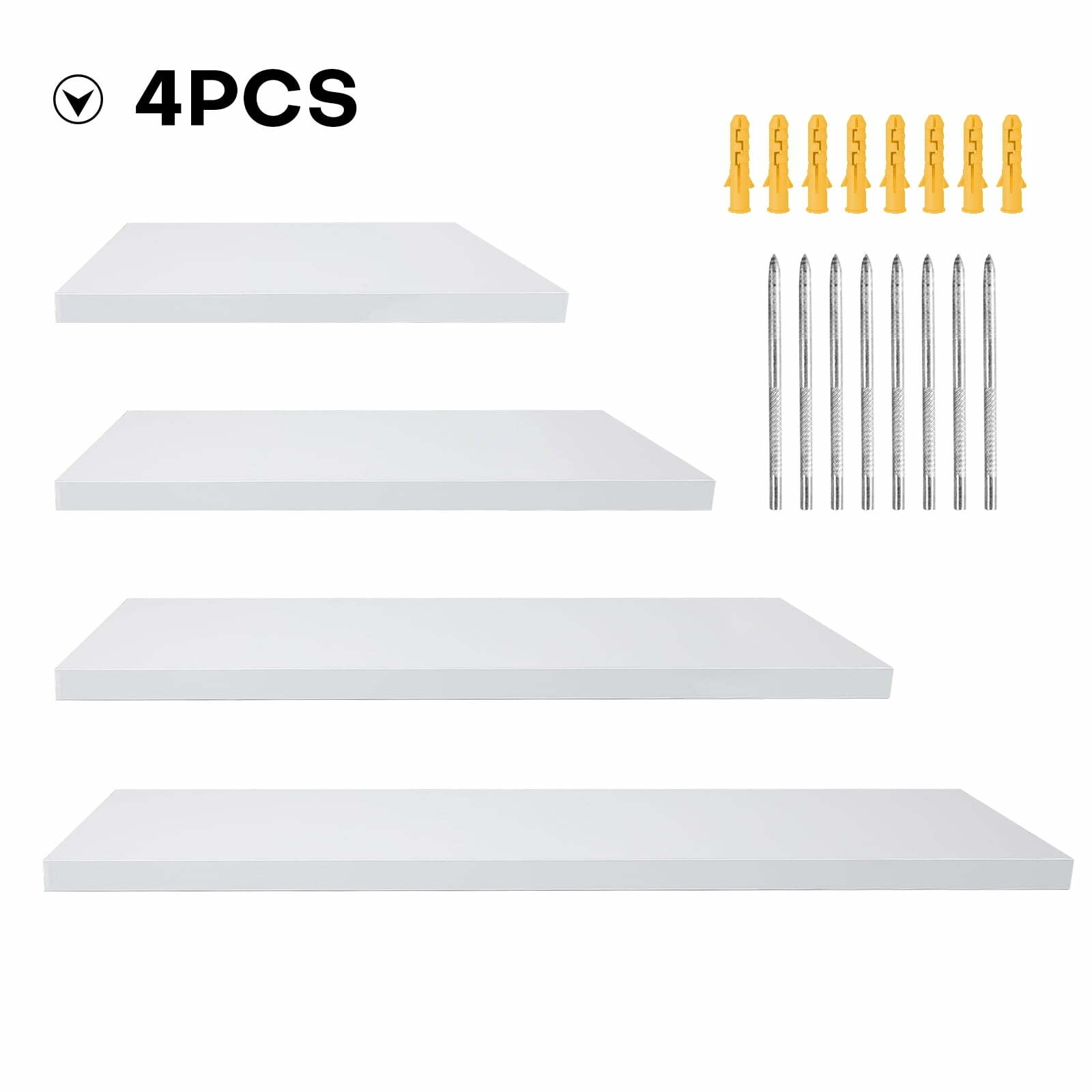 Set of 4 Wall Mounted Floating Shelves 6in Wide for Bedroom Living Room Bathroom Kitchen Office Wall Storage