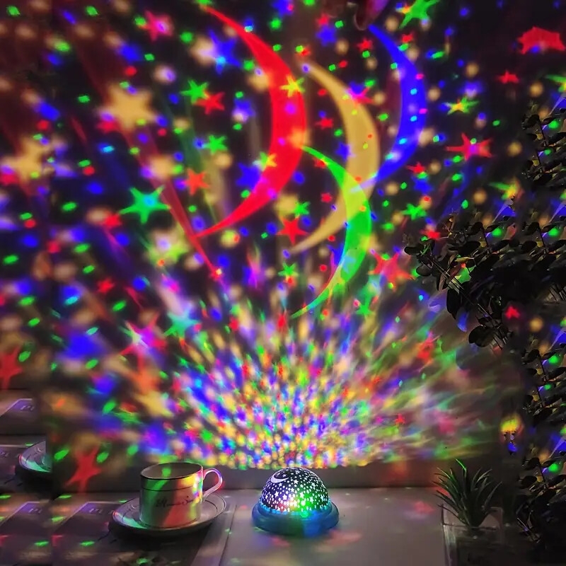 1pc spaceship shaped star projection lamp with 8 color modes usb or battery dual use 1