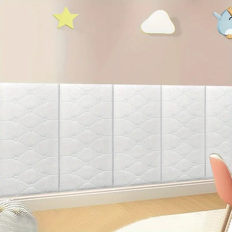 10个自粘式3D立体墙贴，直纹软包壁纸，防撞隔音，防霉抗菌卧室墙垫 0