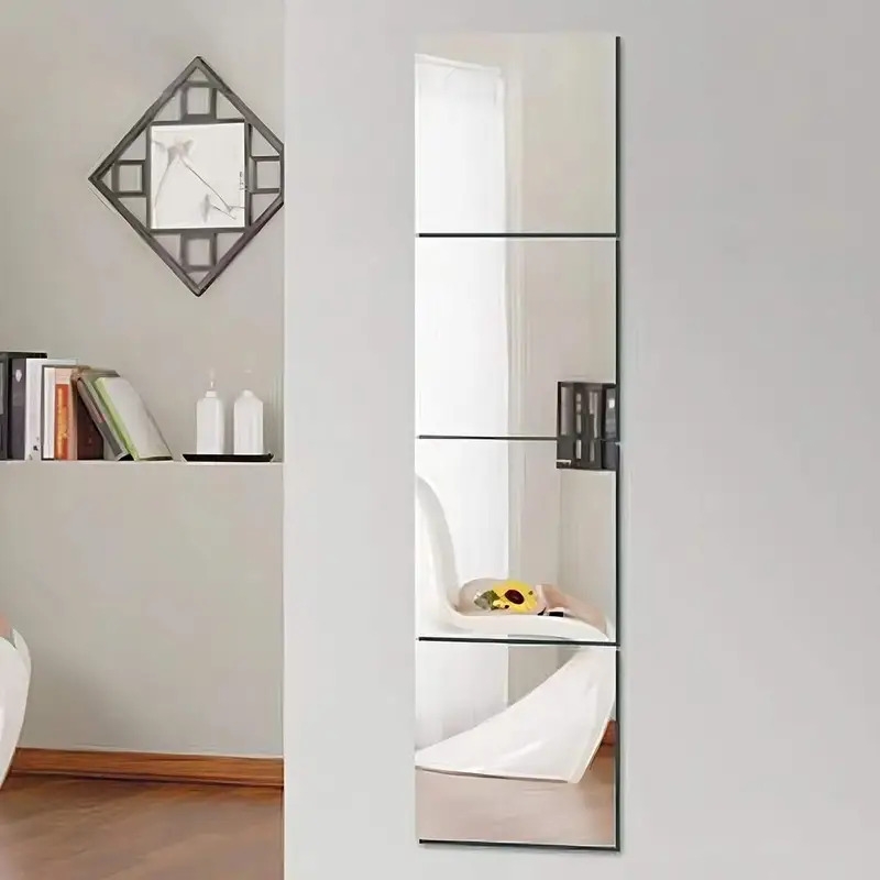 20pcs acrylic square mirror stickers full length self adhesive wall decor safe non glass tiles for home decor modern aesthetic design for bedroom living room kitchen more durable easy installation transform your space details 6