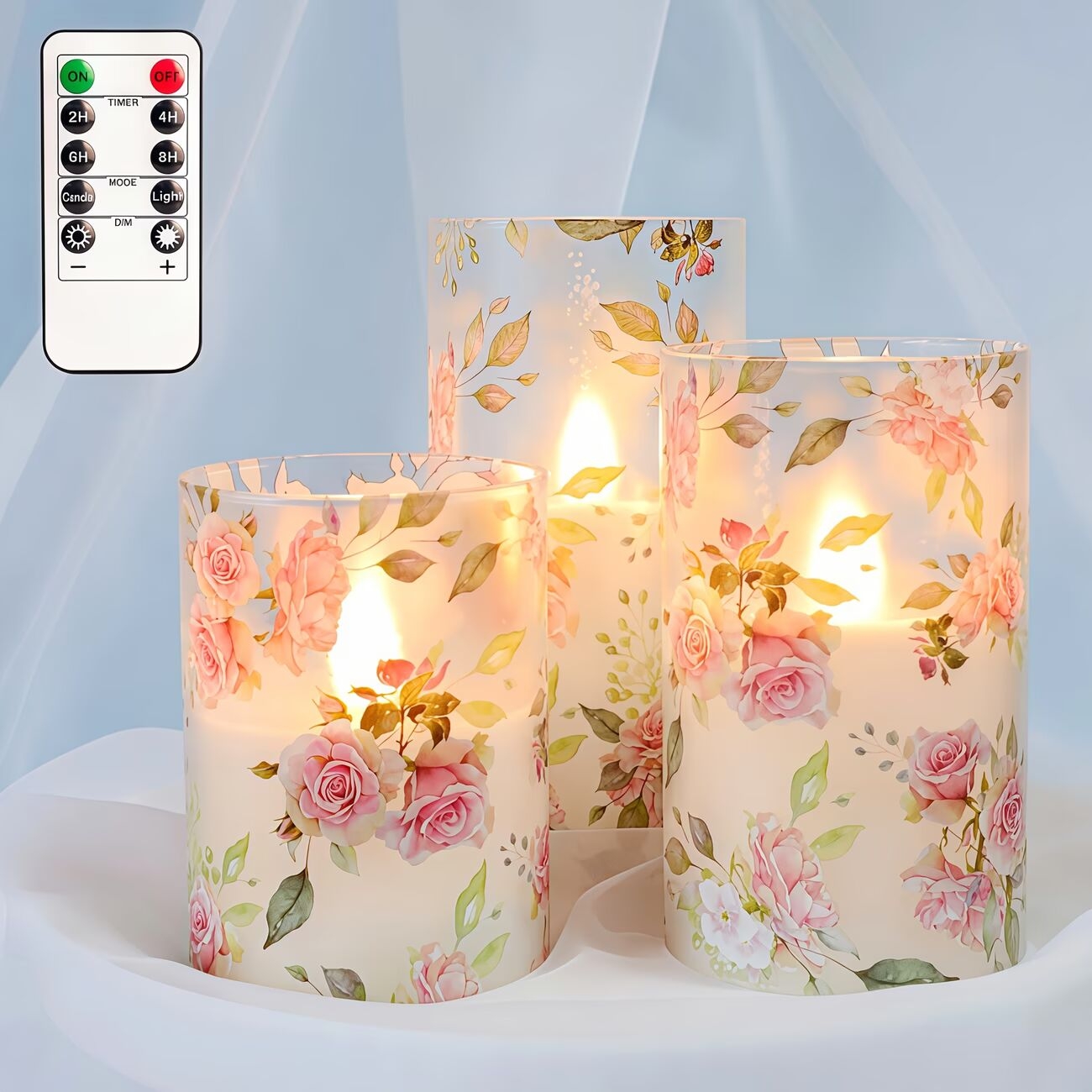 花卉图案led无焰蜡烛:带遥控的电池供电led蜡烛,适用于婚礼、餐桌装饰、家居装饰、圣诞节、万圣节 商品详情 2
