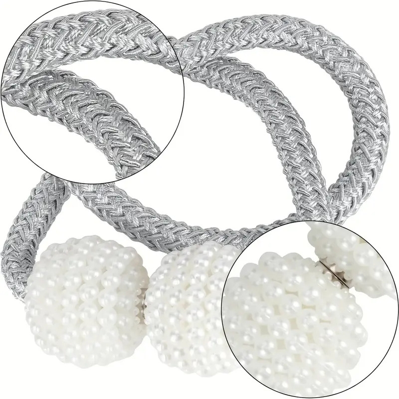 magnetic curtain tiebacks 8 piece set plastic rope holdbacks for home decor curtain   clips for drapery storage Product details 1