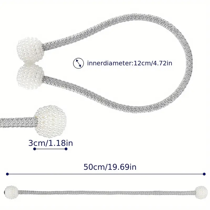 magnetic curtain tiebacks 8 piece set plastic rope holdbacks for home decor curtain   clips for drapery storage Product details 2