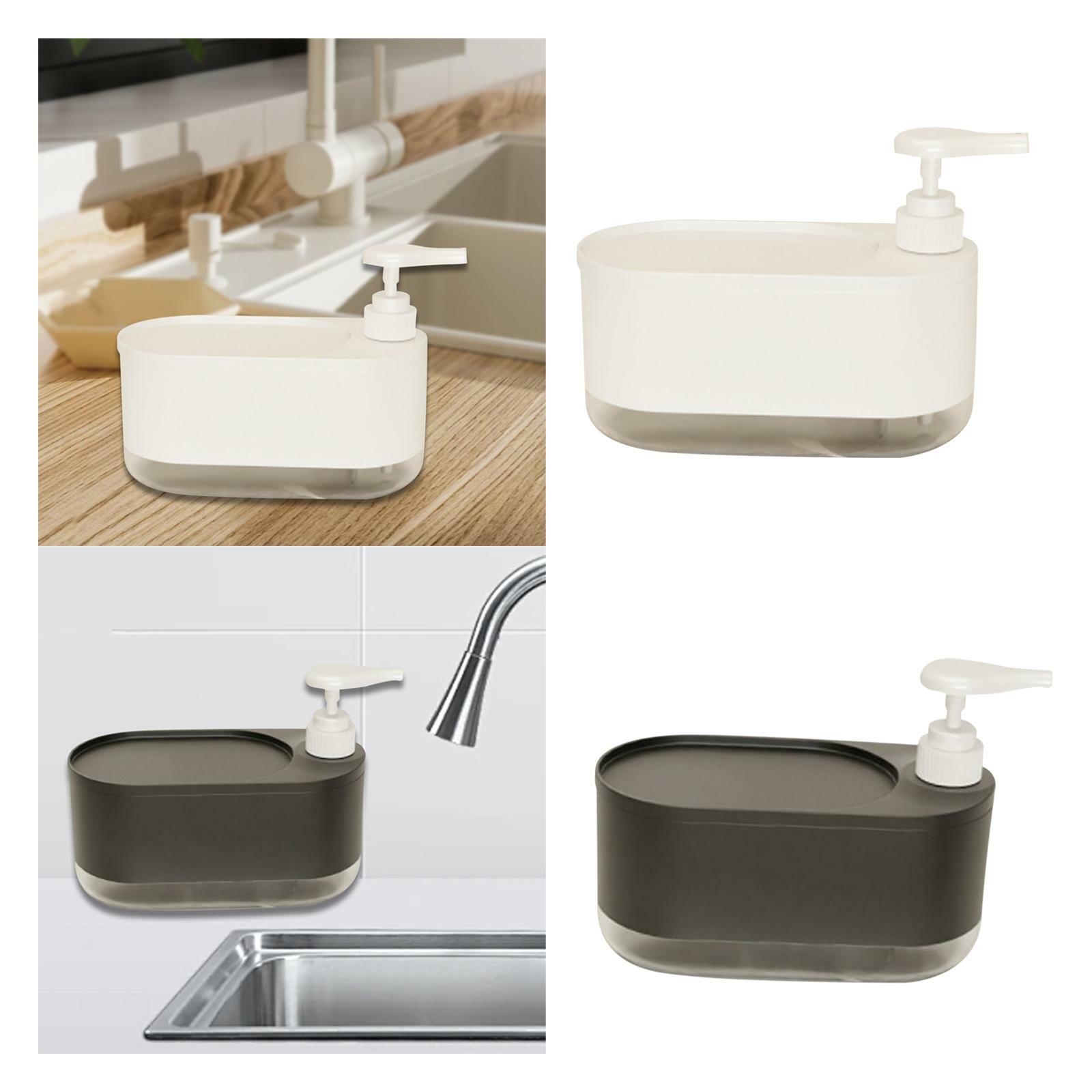 Dish Soap Dispenser Sink Organiser Portable Washing up Liquid Dispenser with Sponge Rack for Countertop Home Bathroom