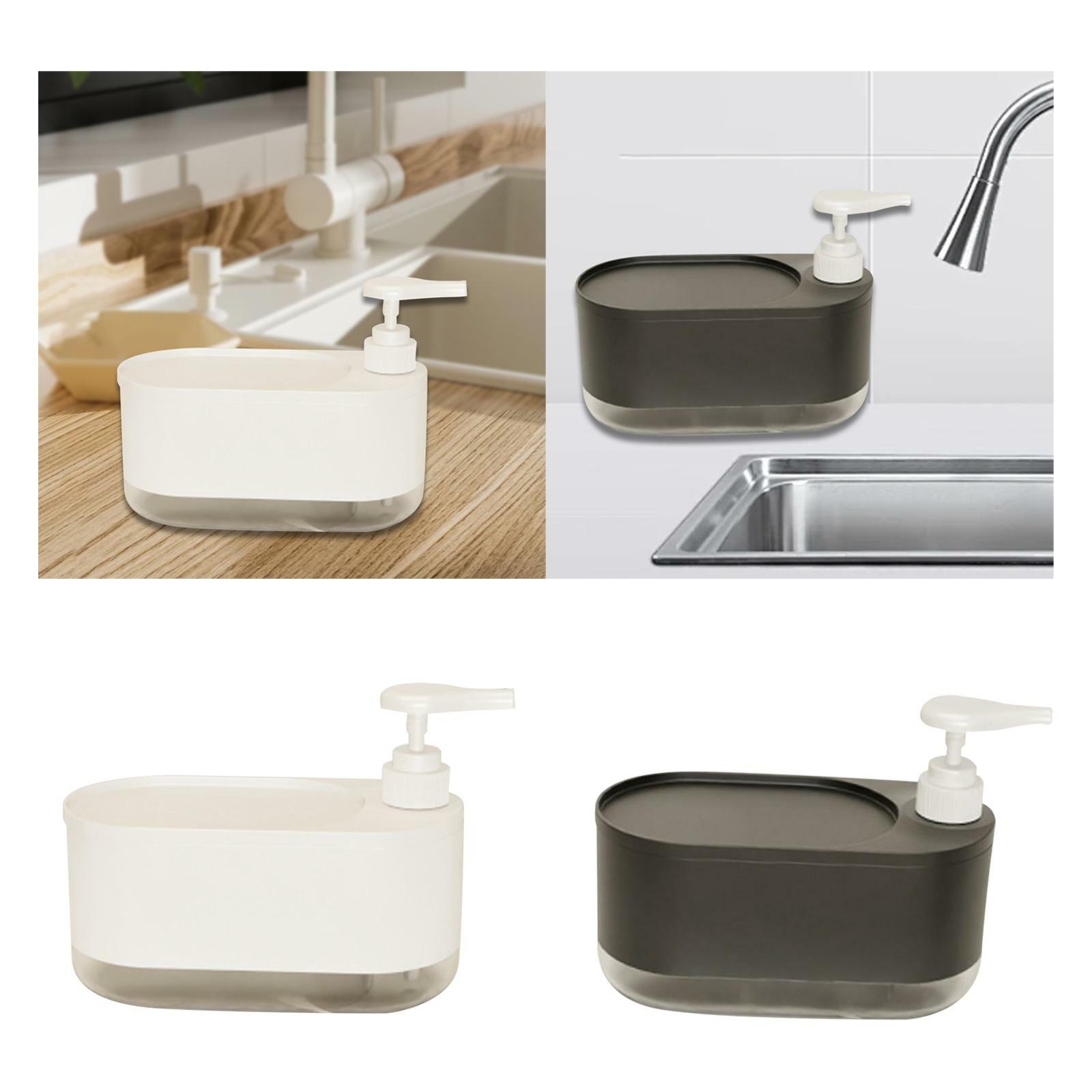 Dish Soap Dispenser Sink Organiser Portable Washing up Liquid Dispenser with Sponge Rack for Countertop Home Bathroom