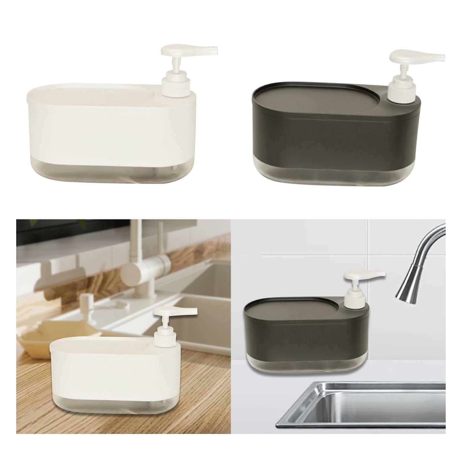 Dish Soap Dispenser Sink Organiser Portable Washing up Liquid Dispenser with Sponge Rack for Countertop Home Bathroom