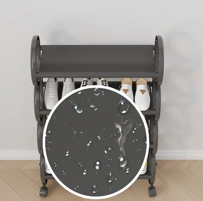 3/4层旋转鞋架带360°万向轮和可爱环形把手 - 节省空间的收纳神器，适用于小户型、玄关及公寓 | 轻松移动，无杂乱，实用又有趣的鞋子存储解决方案 商品详情 10