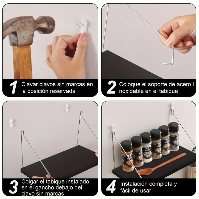 3pcs set floating shelves no drill wall mounted storage rack wooden home decor organizer shelf for living room bedroom space saving   minimalist decor with bonus hooks details 7