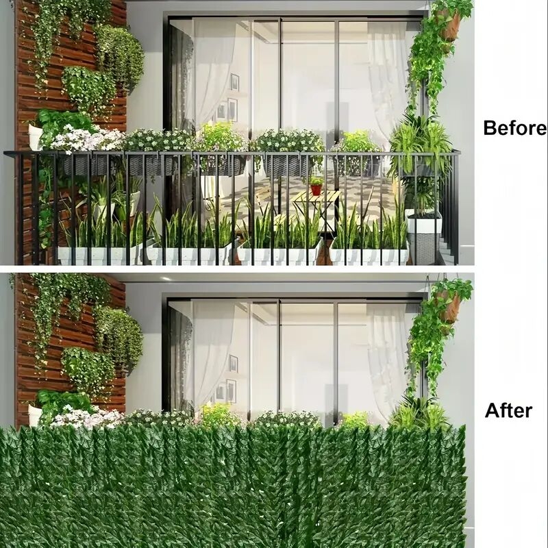 6件套,300厘米x50厘米迷人户外仿真常春藤隐私围栏板 - 抗紫外线耐用塑料绿屏风,适用于室内/室外,易挂墙面装饰,露台、花园、阳台、后院,自然悬挂藤蔓,感恩节装饰佳品 商品详情 4