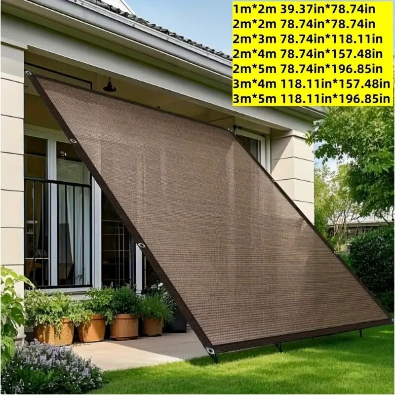 棕色遮阳网 - 厚实抗老化户外天篷，适用于露台、花园和露营，具有高遮阳率 商品详情 1