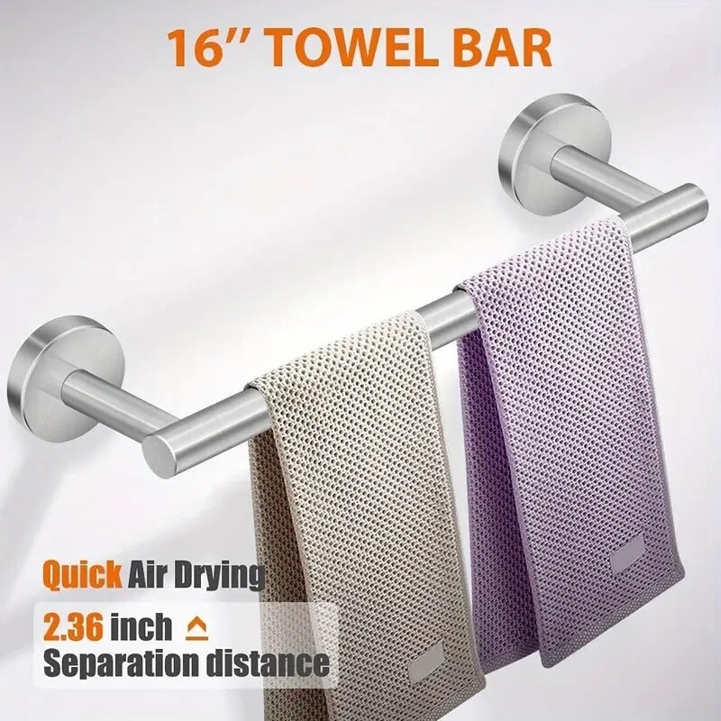 5pcs bathroom stainless steel set bath towel bar toilet paper holder 3 towel hooks wall mounted towel rack kit for bathroom hotels bathroom accessories details 1