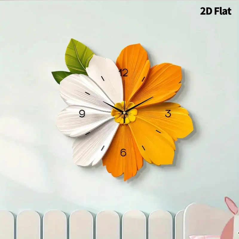 1pc modern minimalist colorful flower wall clock super silent quartz movement no ticking irregular   with     wood material battery operated aa not included for living room bedroom kitchen coffee bar decor stylish   2d flat Product details 6