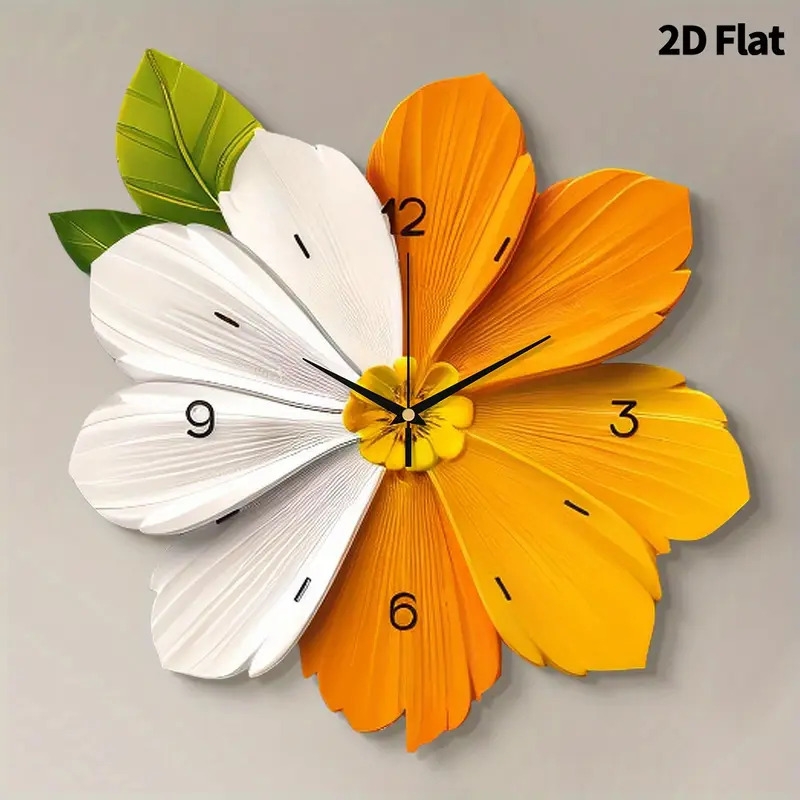 1pc modern minimalist colorful flower wall clock super silent quartz movement no ticking irregular   with     wood material battery operated aa not included for living room bedroom kitchen coffee bar decor stylish   2d flat Product details 1