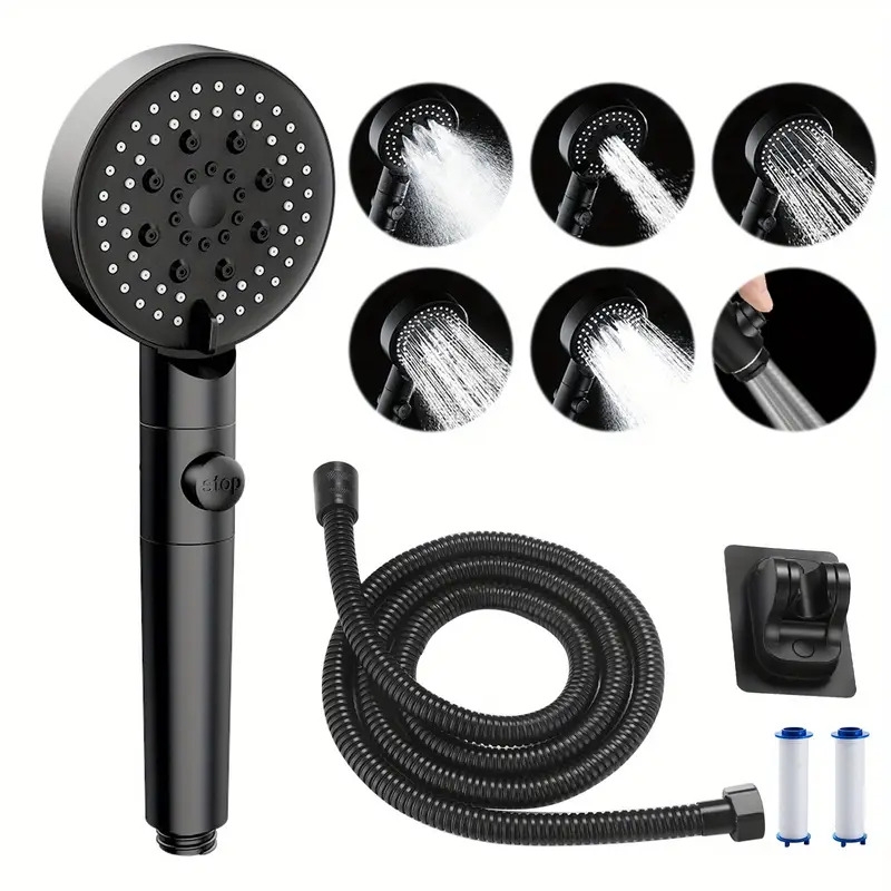 shower head and hose 2m high pressure shower heads handheld shower head with 6 spray water saving shower heads with filter core accessory set showerhead and hose set for adult children bathroom details 6