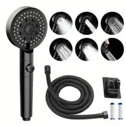 shower head and hose 2m high pressure shower heads handheld shower head with 6 spray water saving shower heads with filter core accessory set showerhead and hose set for adult children bathroom details 6