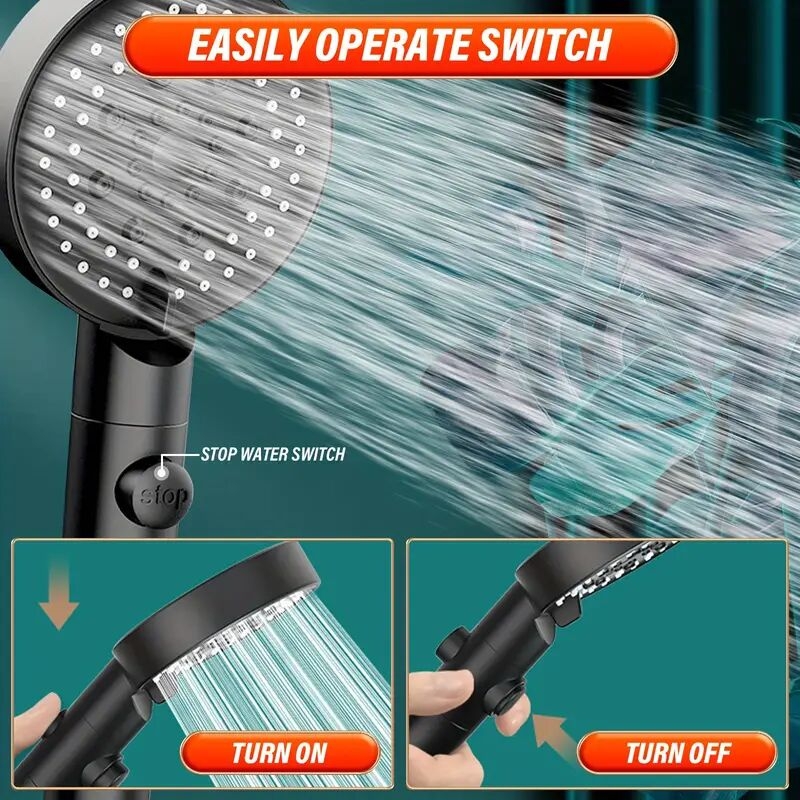 shower head and hose 2m high pressure shower heads handheld shower head with 6 spray water saving shower heads with filter core accessory set showerhead and hose set for adult children bathroom details 3