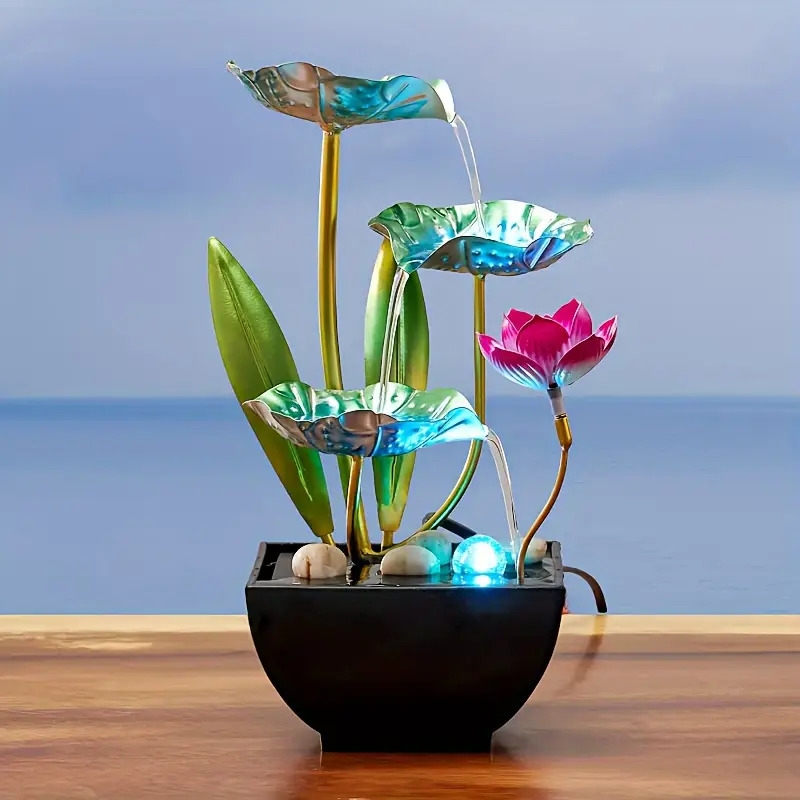 3 tier indoor desktop fountain usb powered metal   waterfall for living room office bedroom decor 0