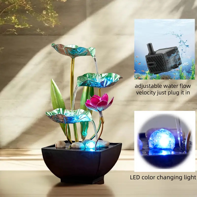 3 tier indoor desktop fountain usb powered metal   waterfall for living room office bedroom decor 6806 7