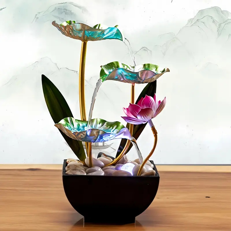 3 tier indoor desktop fountain usb powered metal   waterfall for living room office bedroom decor 4