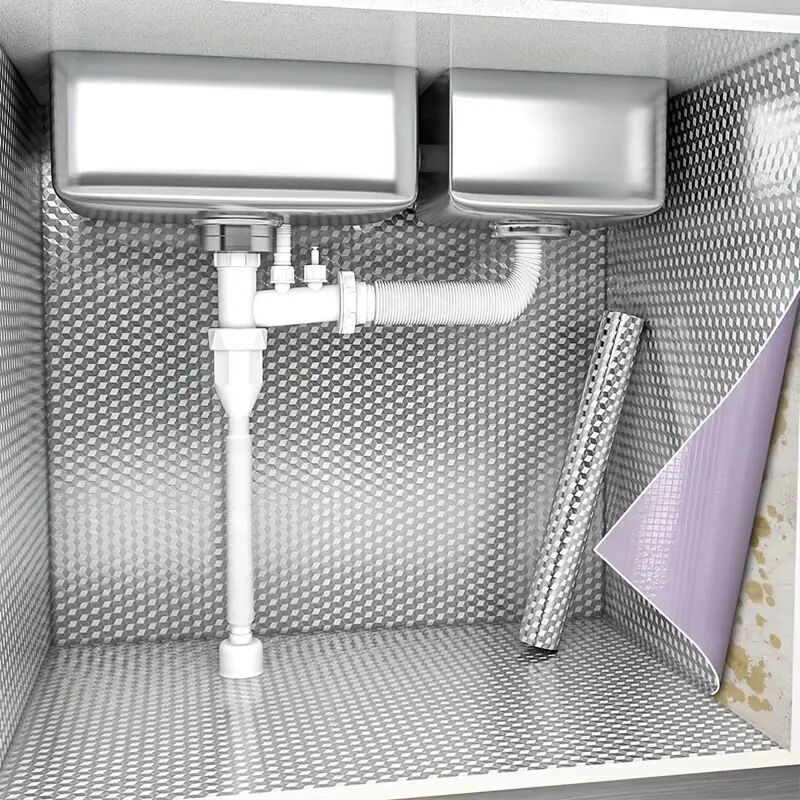 1张自粘乙烯基贴纸 | 易撕易贴,防潮耐用,表面光滑,易清洁 | 适用于水槽柜、浴室、厨房抽屉 | 自粘乙烯基装饰贴 商品详情 0