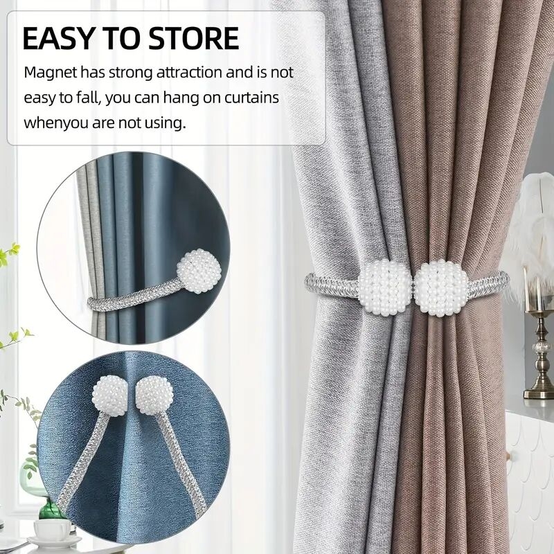 magnetic curtain tiebacks 8 piece set plastic rope holdbacks for home decor curtain clips for drapery storage Product details 0