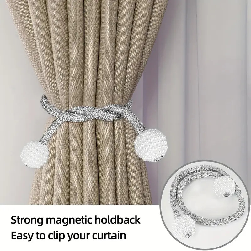 magnetic curtain tiebacks 8 piece set plastic rope holdbacks for home decor curtain clips for drapery storage Product details 3