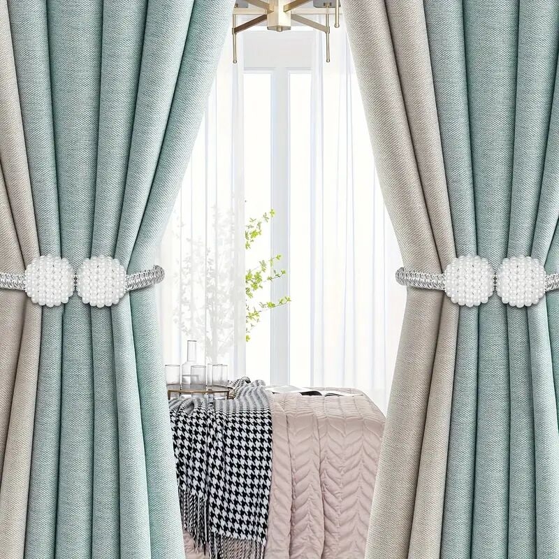 magnetic curtain tiebacks 8 piece set plastic rope holdbacks for home decor curtain clips for drapery storage Product details 4