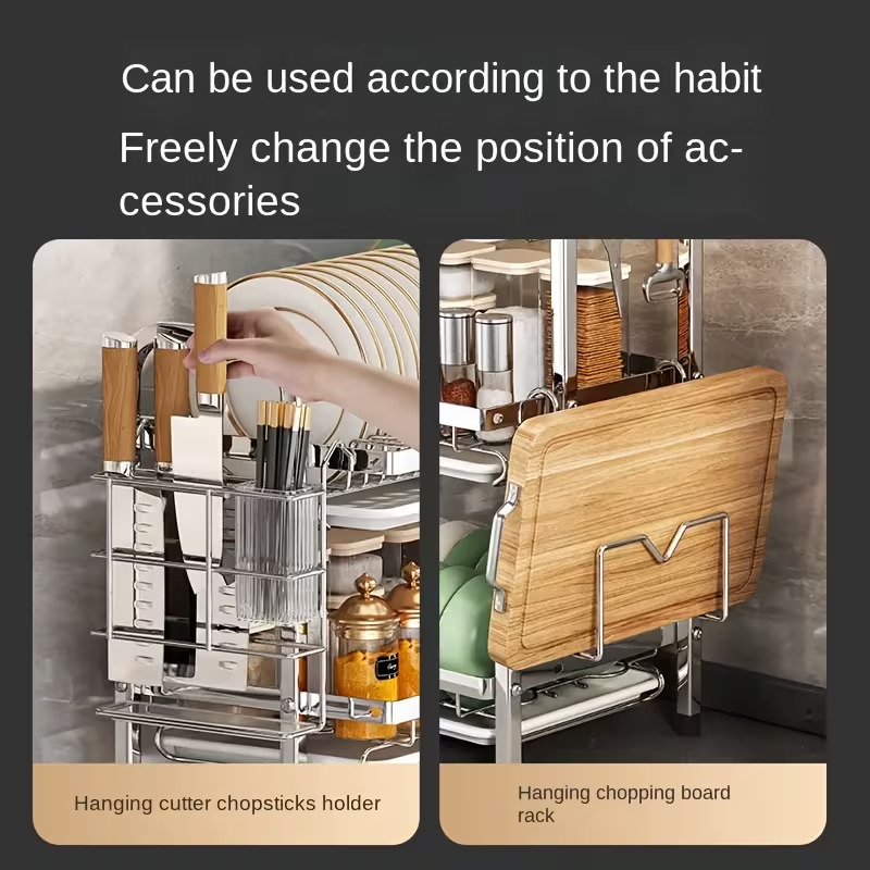 stainless steel kitchen storage rack with drainage system multi functional utensil dish bowl and cutlery organizer durable food grade design Product details 0