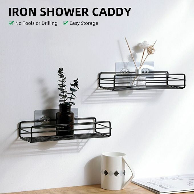 product_image_name-Generic-Bathroom Shower Storage Organizer Shower Rack -1Pc & 2 Hooks-3