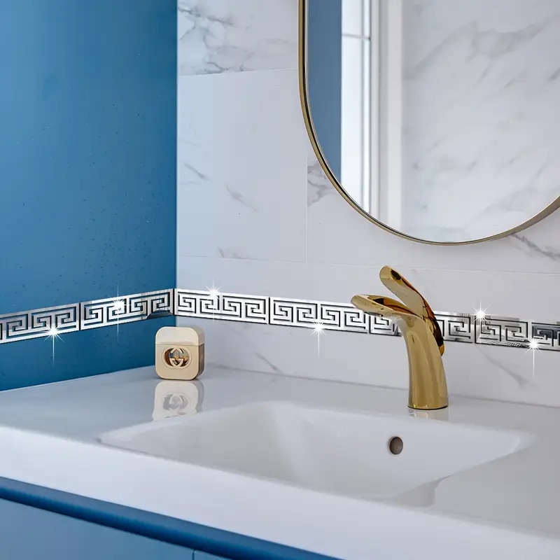 12pcs waist line mirror sticker suitable for home wall corner ceiling line decoration arrangement sticker self adhesive removable acrylic wall sticker 5