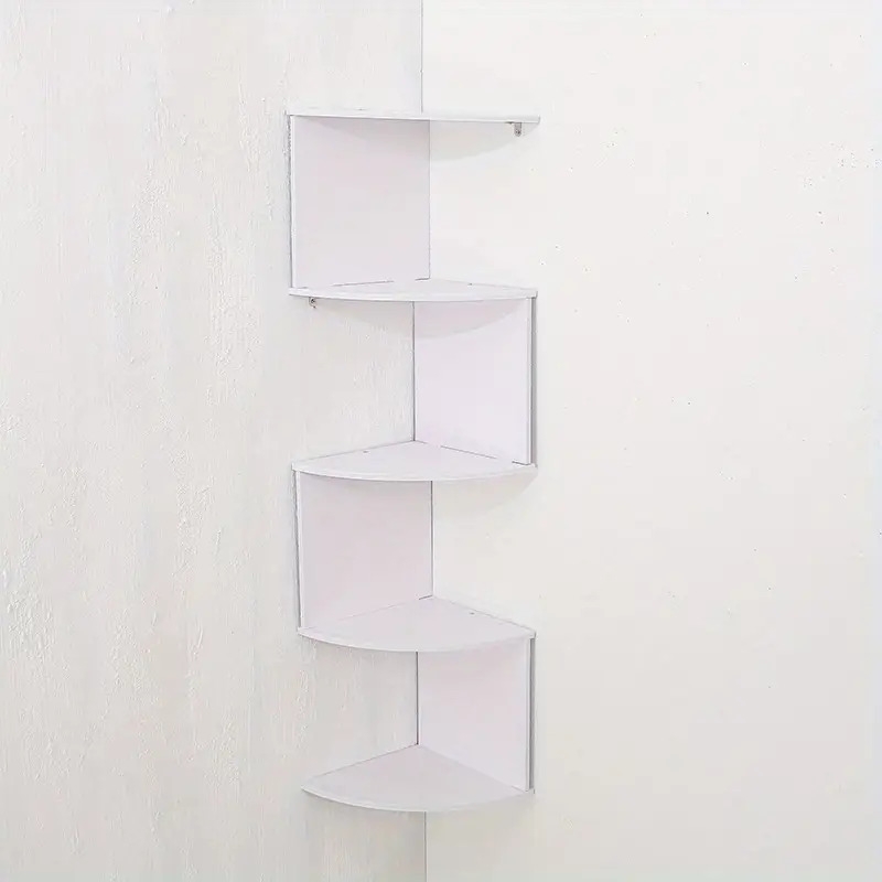 现代壁挂式角落置物架 - 节省空间的弧形设计,多隔层耐用塑料家居装饰,书籍、植物与收纳,小空间解决方案,坚固构造,分层格局,小户型生活必备 商品详情 4