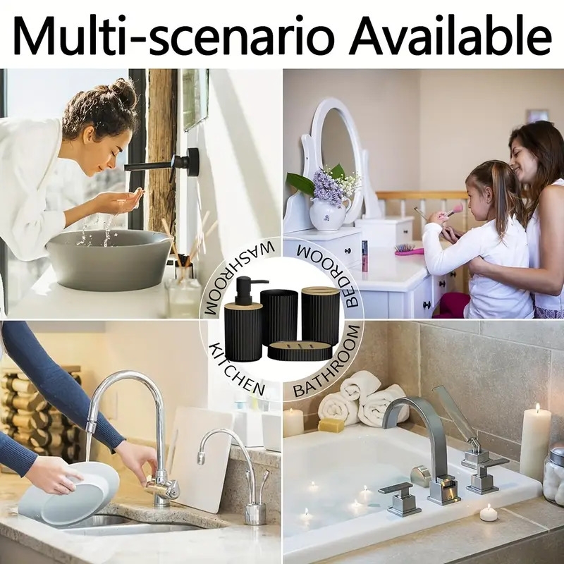 4 件/套浴室配件台面手洗皂瓶牙刷架肥皂盒浴室收纳套装设备支架 商品详情 5