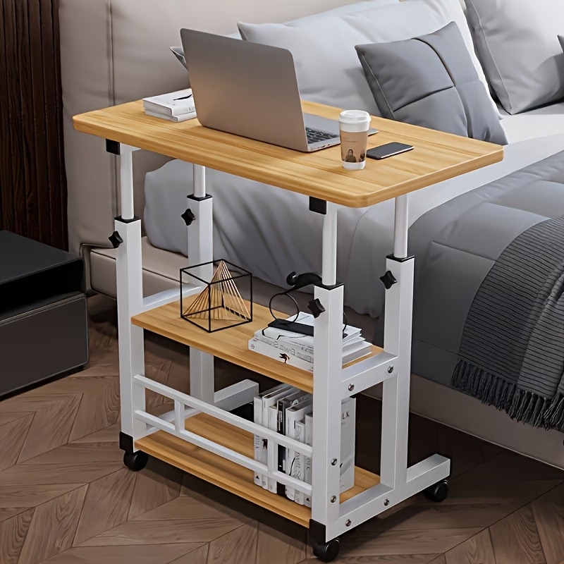 adjustable height 3 tier large 80x40cm multi layer rolling computer desk with storage rack modern foldable design no electricity needed durable metal frame Product details 4