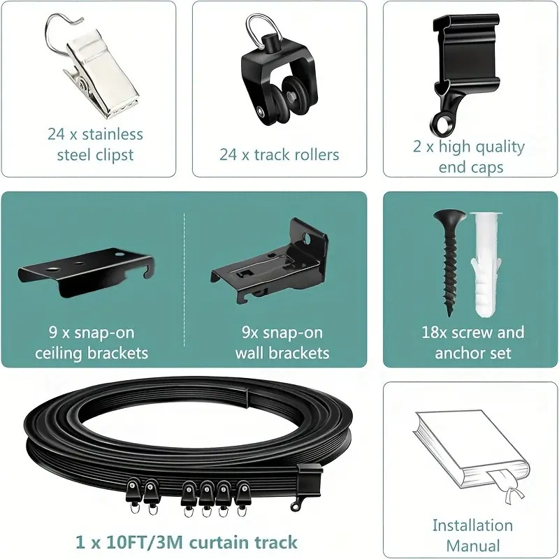 1 set ceiling mounted curtain track flexible curtain rail with track curtain system rv curtain track room divider ceiling track for curtains details 0